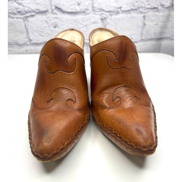 Frye Phoenix Mule Boots Leather brown Ladies Size 6M Western - Picture 2 of 11